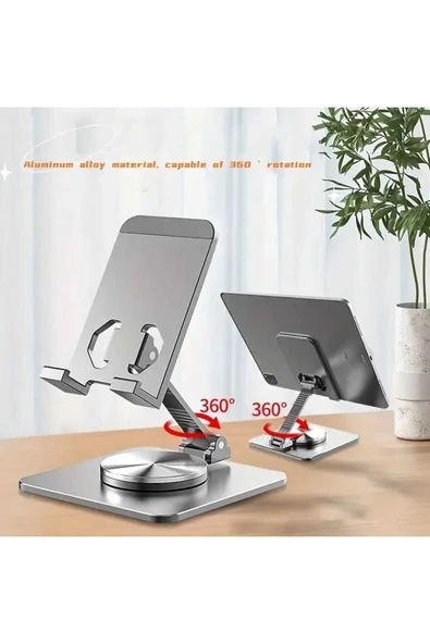 ASFAL 360° Dönen Metal Masaüstü Tablet ve Telefon Standı Açılı, Katlanabilir Telefon ve Tablet Tutucu - 8