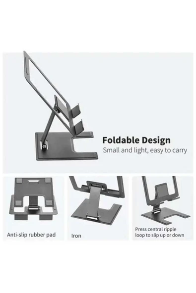 ASFAL 14 inç Uyumlu Yer Kaplamaz Açısı  Ayarlanabilir Telefon Ve Tablet Tutucu Katlanabilir Tablet Standı - 2