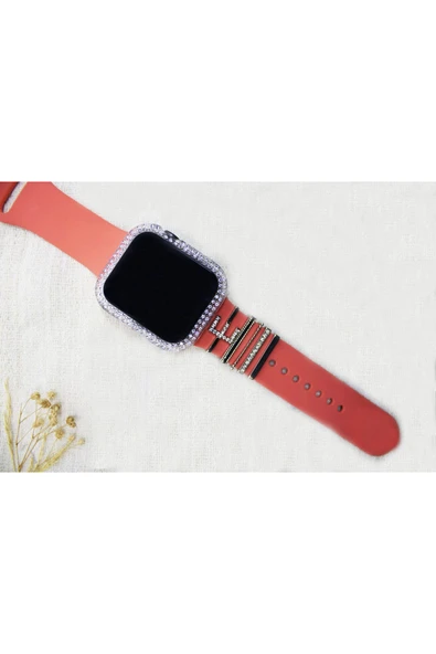 ASFAL Apple Watch Serisi Uyumlu Harfli Akıllı Saat Kordon Süsü Tüm Seriye Uyumlu Tasarım Charm Aksesuar