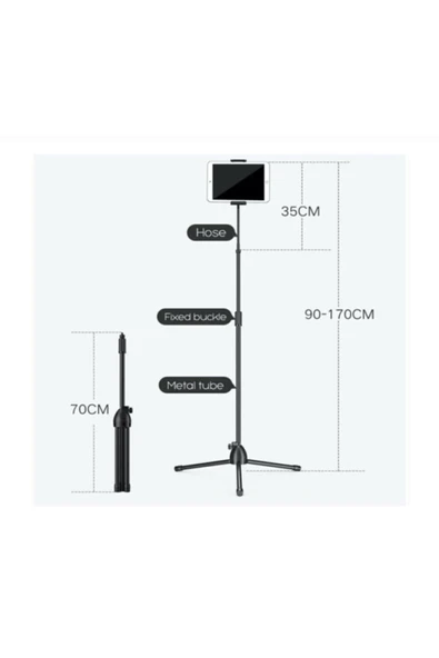 ASFAL 170 Cm Flexible Ipad Tablet Ve Telefon Tututucu Stand Esnek Tripod Ayak 360 Dönder Başlıklı - Resim 3