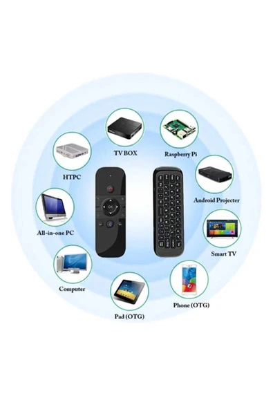 ASFAL Klavyeli, Ses Komut Özellikli 2.4G Air Mouse Kablosuz Kumanda Akıllı Televizyon Kumandası