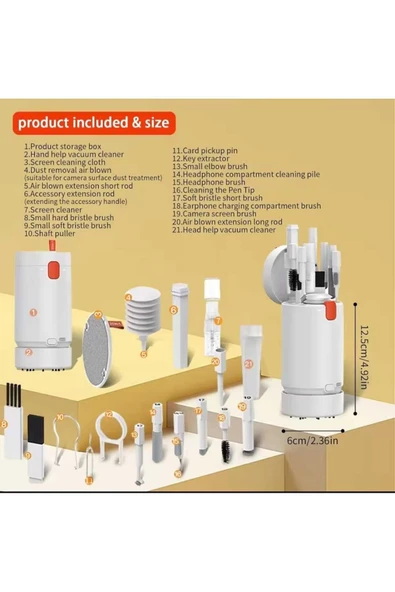 ASFAL Şarjlı Mini Elektrikli Süpürge 21 in 1 Bilgisayar, Kamera, Telefon Klavye ve  Airpods Temizleme Seti - 2