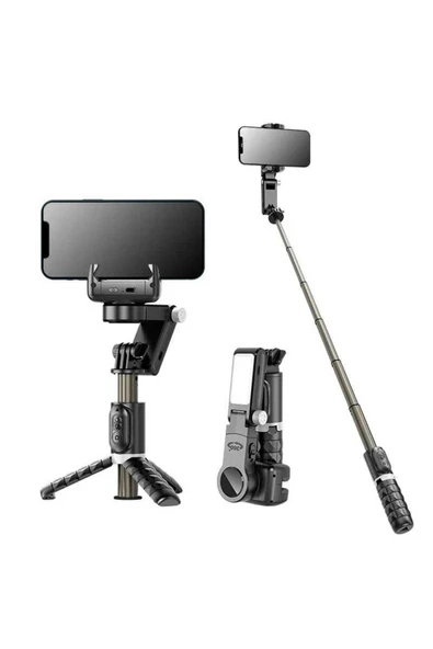 ASFAL Bluetooth Kumandalı Işıklı Gimbal, Taşınabilir 360° Dönebilen Tripod Işıklı Selfie Işığı