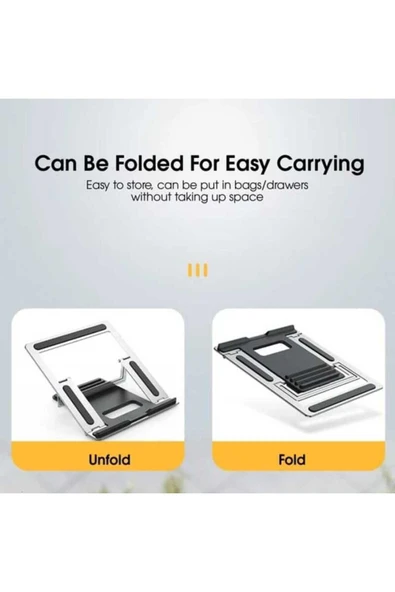 ASFAL Metal Yükseklik Ayarlı Çantalı Tablet ve Laptop Standı Taşınabilir Masaüstü Macbook ve Laptop Tutucu - 3