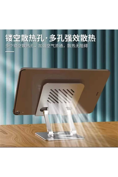 ASFAL 14 inç Uyumlu, Metal, 360° Dönen Masaüstü Telefon ve Tablet Standı Tablet ve Telefon Tutucu - 4
