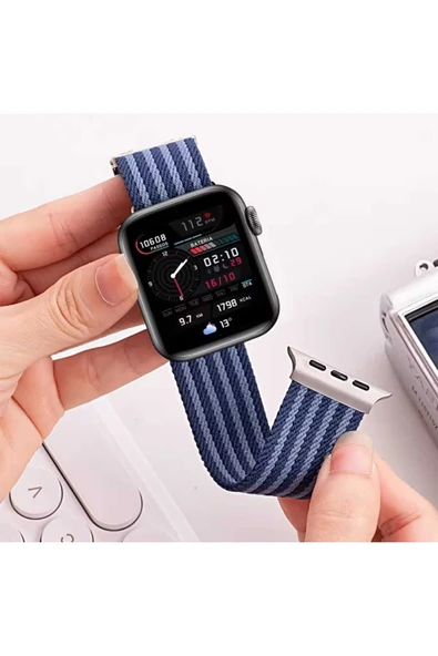 ASFAL Apple Watch 3/4/5/6/7/8/9/10/se/ultra/ultra2 44mm/45mm/46mm/49mm Uyumlu Kumaş Kordon - Resim 2