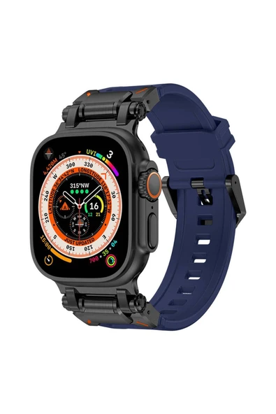 ASFAL Metal Başlıklı Silikon Kordon, Apple Watch Uyumlu Kordon 42mm 44mm 45mm 49mm Uyumlu Kordon ürün görseli 1