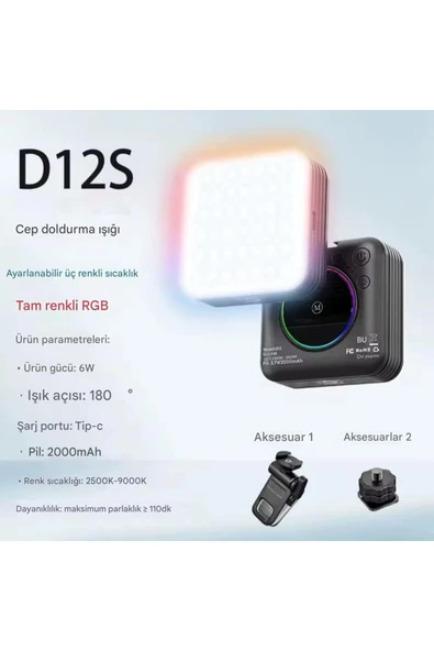 ASFAL Telefon, Kamera Laptop Uyumlu RGB Selfie Işığı Canlı Yayın Tiktok Selfie ve Video İçin Mini Led Işık - 5