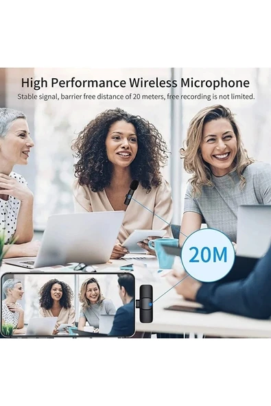 ASFAL Iphone Uyumlu Ikili Kablosuz Yaka Mikrofonu, Wireless Ios Lighting Uyumlu Canlı Yayın Yaka Mikrofonu - 4