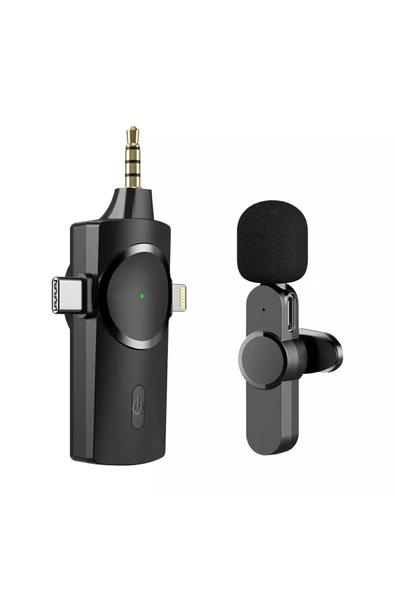 ASFAL 3 in 1 Iphone Type c Aux Kablosuz Yaka Mikrofonu, Canlı Yayın, Tiktok Wireless Yaka Mikrofonu - 4