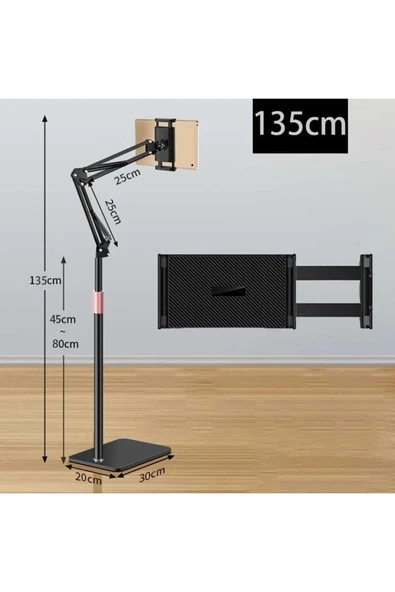 ASFAL 155 Cm Metal Ayaklı Telefon Ve Tablet Tutucu Katlanabilir Döner Başlıklı Tablet Standı - 3