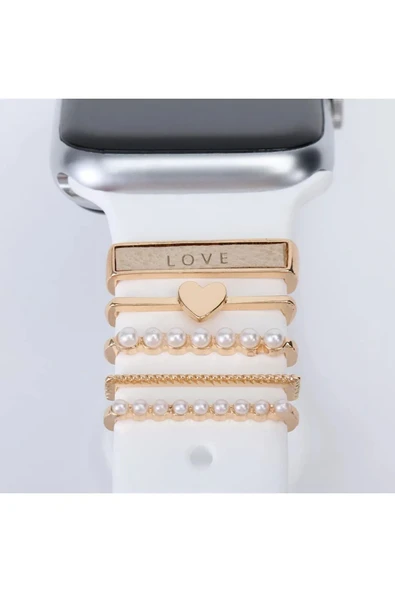 ASFAL Apple Watch Serisi Uyumlu Harfli Akıllı Saat Kordon Süsü Tüm Seriye Uyumlu Tasarım Charm Aksesuar