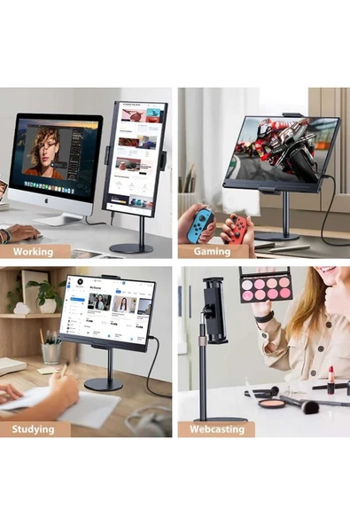 ASFAL Metal, Yükseklik ve Açı Ayarlı Masaüstü Telefon ve Tablet Tutucu Taşınabilir Tablet, Telefon Standı - 5