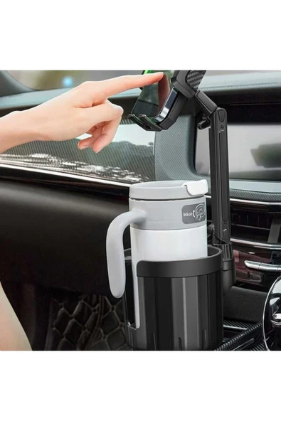 ASFAL 2in1 Araç Telefon Tutucu Araç İçi İçecek Telefon Tutucu Araba Bardaklık Telefon Tutacağı - 7