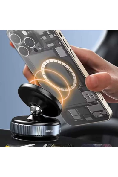 ASFAL 360° Dönen Araç İçi Telefon Tutucu Dikiz Aynası ve Makyaj Aynası için Mıknatıslı Telefon Tutacağı - 5