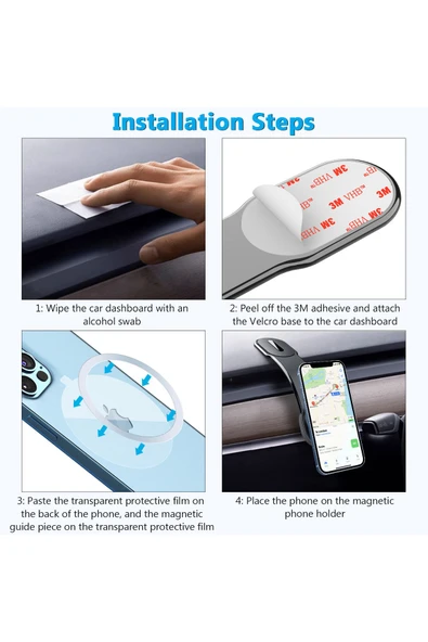 ASFAL Güçlü Mıknatıslı Sağlam Yeni Nesil Telefon Tutucu Magsafe Uyumlu 3M Bantlı Manyetik Telefon Tutacağı - Resim 4