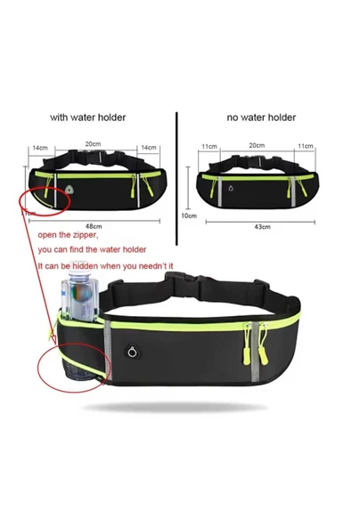 ASFAL Su Geçirmez, Fosforlu, Ayarlanabilir Spor Bel Çantası Spor Ve Koşu için 3 Cepli Çanta - Resim 3