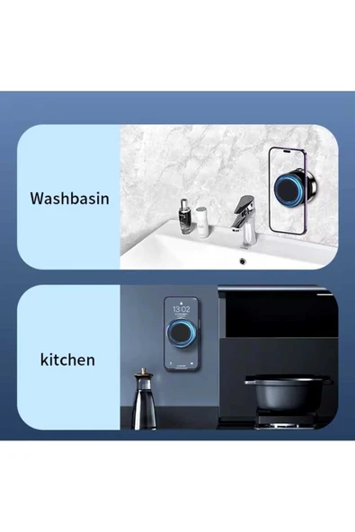 ASFAL Yeni Nesil Araç İçi Akıllı Telefon Tutucu 360° Dönen Vakumlu Ayna, Masa, Dolap Telefon Tutacağı - 2