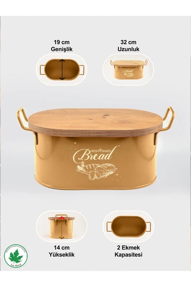 Tahta Kapaklı Metal Ekmeklik, Ahşap Kapaklı Ekmeklik (Bread Baskılı) - 3