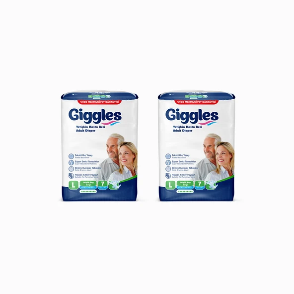 Giggles Yetişkin Bel Bantlı Hasta Bezi Large 7'li 2 Paket 14  Adet - 2