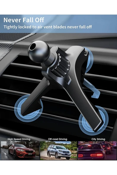 ASFAL Otomatik Klipsli Araç Telefon Tutacağı 360° Dönebilen Araç Klima Uyumlu Telefon Tutucu - Resim 6