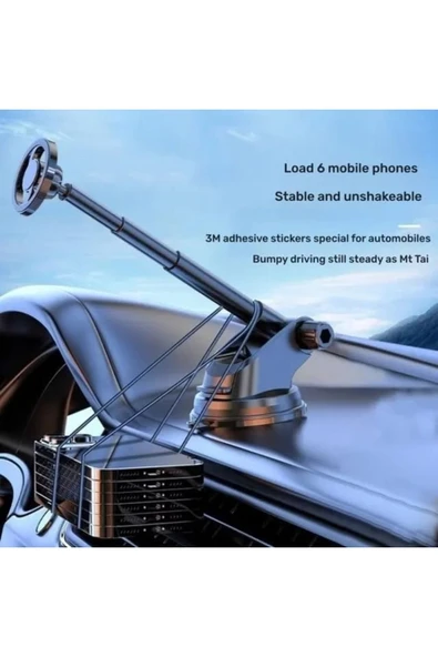 ASFAL Magsafe Uyumlu Uzun Kollu Kaliteli 360° Dönen Mıknatıslı Masaüstü ve Araç İçi Telefon Tutucu - Resim 5