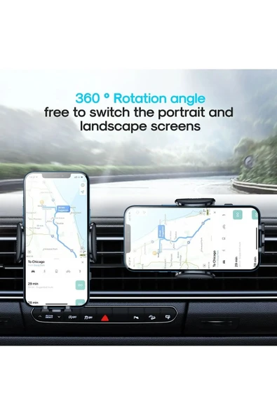 ASFAL Otomatik Klipsli Araç Telefon Tutacağı 360° Dönebilen Araç Klima Uyumlu Telefon Tutucu - Resim 5