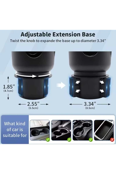 ASFAL 3in1 Araç İçi Bardaklık Telefon Tutucu Araba Bardak Tutucu Araç Cep Telefonu Tutucu - 8