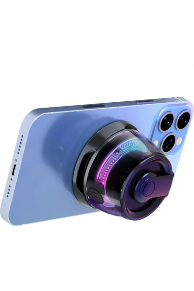 ASFAL Magsafe Uyumlu Taşınabilir Bluetooth Hoparlör RGB Işıklı 5.3 Bluetooth Telefon Tutuculu Mini Speaker