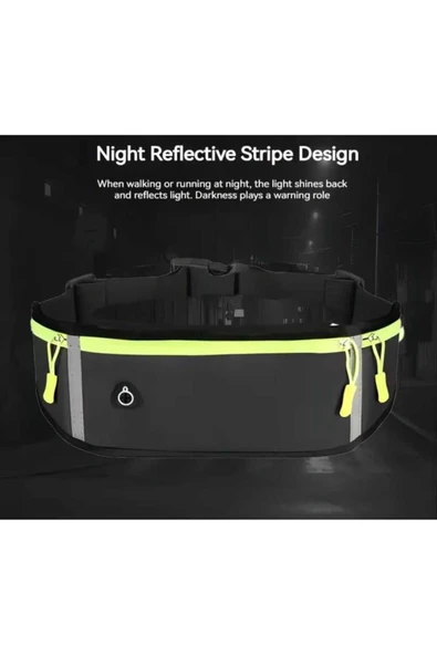 ASFAL Su Geçirmez, Fosforlu, Ayarlanabilir Spor Bel Çantası Spor Ve Koşu için 3 Cepli Çanta - Resim 5