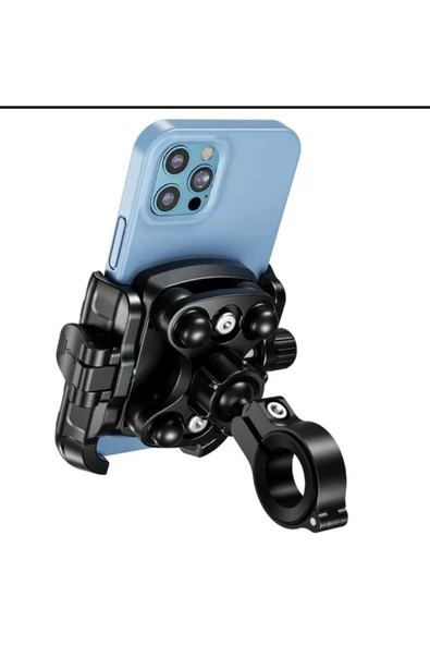 ASFAL 7.2' Uyumlu Titreşim Modüllü Güçlü Anti-Şok 360° Dönen Bisiklet Scooter ve Motosiklet Telefon Tutucu