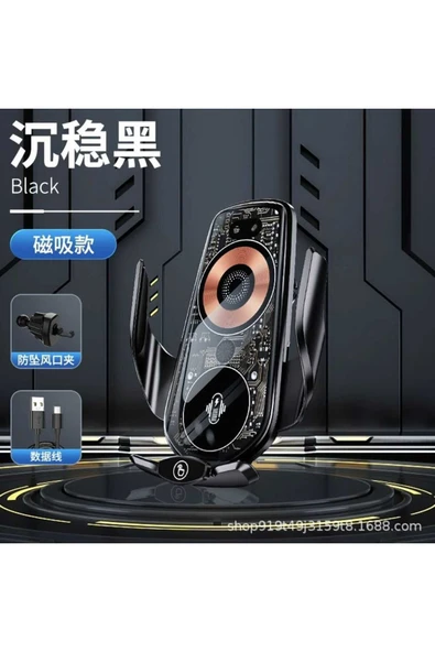 ASFAL Sensörlü 15W Kablosuz Şarj Özellikli Kaliteli Transparan Araç içi Telefon Tutucu Havalandırma Uyumlu - 7