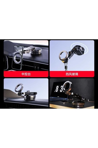 ASFAL Neodyum Mıknatıslı Araç telefon Tutucu Güçlü, Vantuzlu Masaüstü Telefon Tutacağı - 4