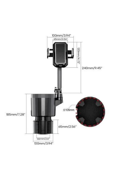 ASFAL 2in1 Araç Telefon Tutucu Araç İçi İçecek Telefon Tutucu Araba Bardaklık Telefon Tutacağı - 8