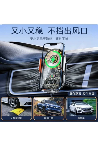 ASFAL Sensörlü 15W Kablosuz Şarj Özellikli Kaliteli Transparan Araç içi Telefon Tutucu Havalandırma Uyumlu - Resim 3