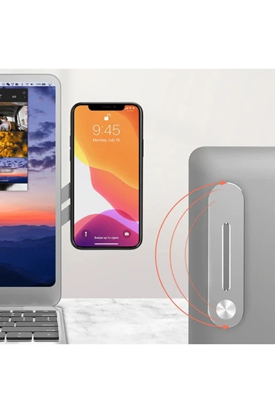 ASFAL Mıknatıslı Bilgisayar, Laptop Telefon Tutucu Macbook, Ekran, Monitör Telefon Tutacağı - Resim 5