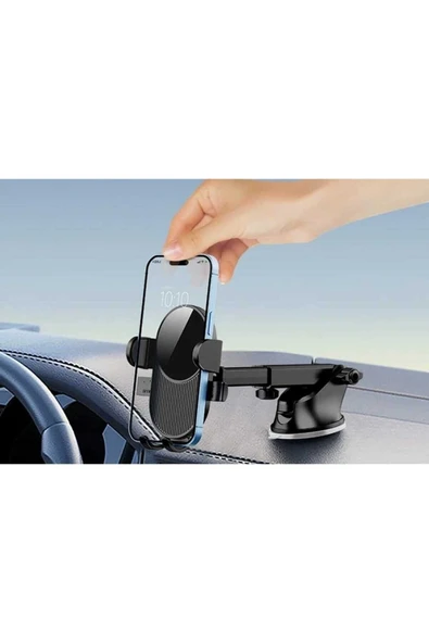 ASFAL Araç İçi Uzayan Ayarlanabilir Telefon Tutucu, Cam ve Torpido Uyumlu Şık ve Kaliteli 360° Kullanılır - 3