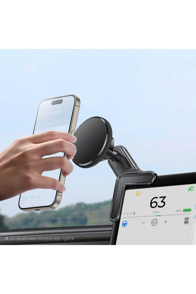 ASFAL 360° Ayarlanabilir Araç CarPlay Ekranına Uyumlu Magsafe Araç Telefon Tutucu Laptop Telefon Tutucu - 3