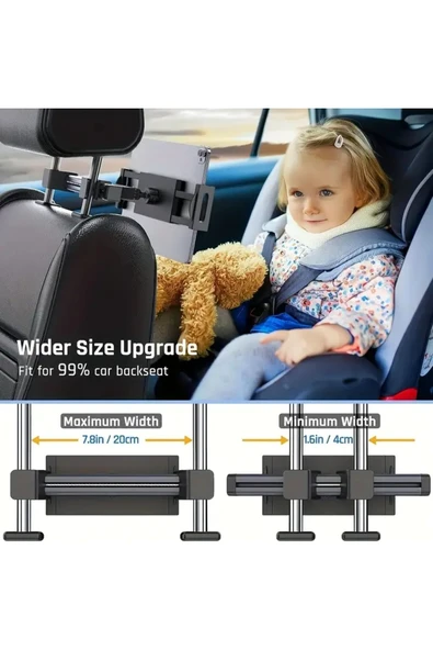 ASFAL 14 inç Uyumlu 360 ° Dönen Teleskopik Tablet Tutucu Fonksiyonel Araba Arka Koltuk Cep Telefonu Tutucu - 4