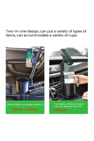 ASFAL 2in1 Araç Telefon Tutucu Araç İçi İçecek Telefon Tutucu Araba Bardaklık Telefon Tutacağı - 4