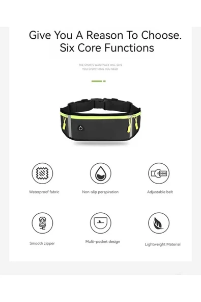 ASFAL Su Geçirmez, Fosforlu, Ayarlanabilir Spor Bel Çantası Spor Ve Koşu için 3 Cepli Çanta - Resim 4