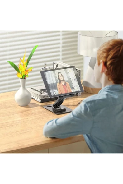 ASFAL 360° Dönebilen Katlanabilir Uzayan Masaüstü Telefon Ve Tablet Standı Telefon Ve Tablet Tutucu - Resim 4