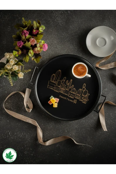 24cm Metal Kulplu Tepsi (Kaktüs Baskılı) - Resim 10