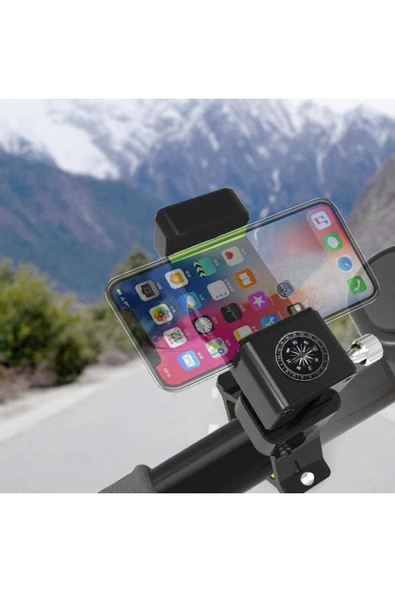 ASFAL Pusulalı Gidon Bağlantılı Motosiklet Bisiklet Scooter Bebek Arabası Telefon Tutucu - 1