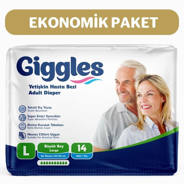Giggles Yetişkin Bel Bantlı Hasta Bezi Large 7'li 2 Paket 14  Adet