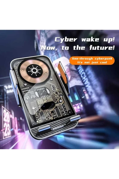 ASFAL Sensörlü 15W Kablosuz Şarj Özellikli Kaliteli Transparan Araç içi Telefon Tutucu Havalandırma Uyumlu - 8