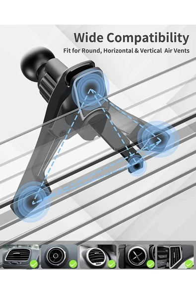 ASFAL Otomatik Klipsli Araç Telefon Tutacağı 360° Dönebilen Araç Klima Uyumlu Telefon Tutucu - Resim 7