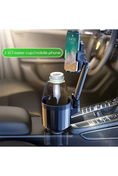 ASFAL 2in1 Araç Telefon Tutucu Araç İçi İçecek Telefon Tutucu Araba Bardaklık Telefon Tutacağı - 6