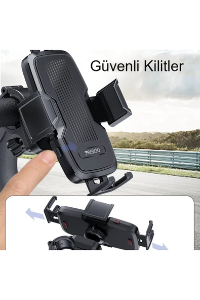 ASFAL Ayarlanabilir 360° Dönebilen Motorsiklet, Scoter, Bebek Arabası ve Bisiklet Telefon Tutucu - 4