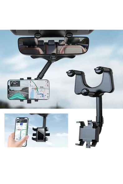 ASFAL Araç Içi Kaliteli Dikiz Aynası Telefon Tutucu Pratik, Uzayıp Ayarlanabilir 360° Dönen Car Holder